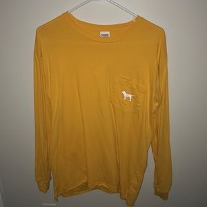 yellow long sleeve pink shirt